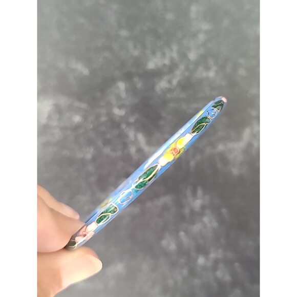 Cloisonne Floral Enamel Bangle Bracelet Vintage - Picture 1 of 10